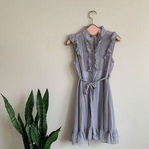 Moon Collection Gray Ruffle Sleeveless Dress